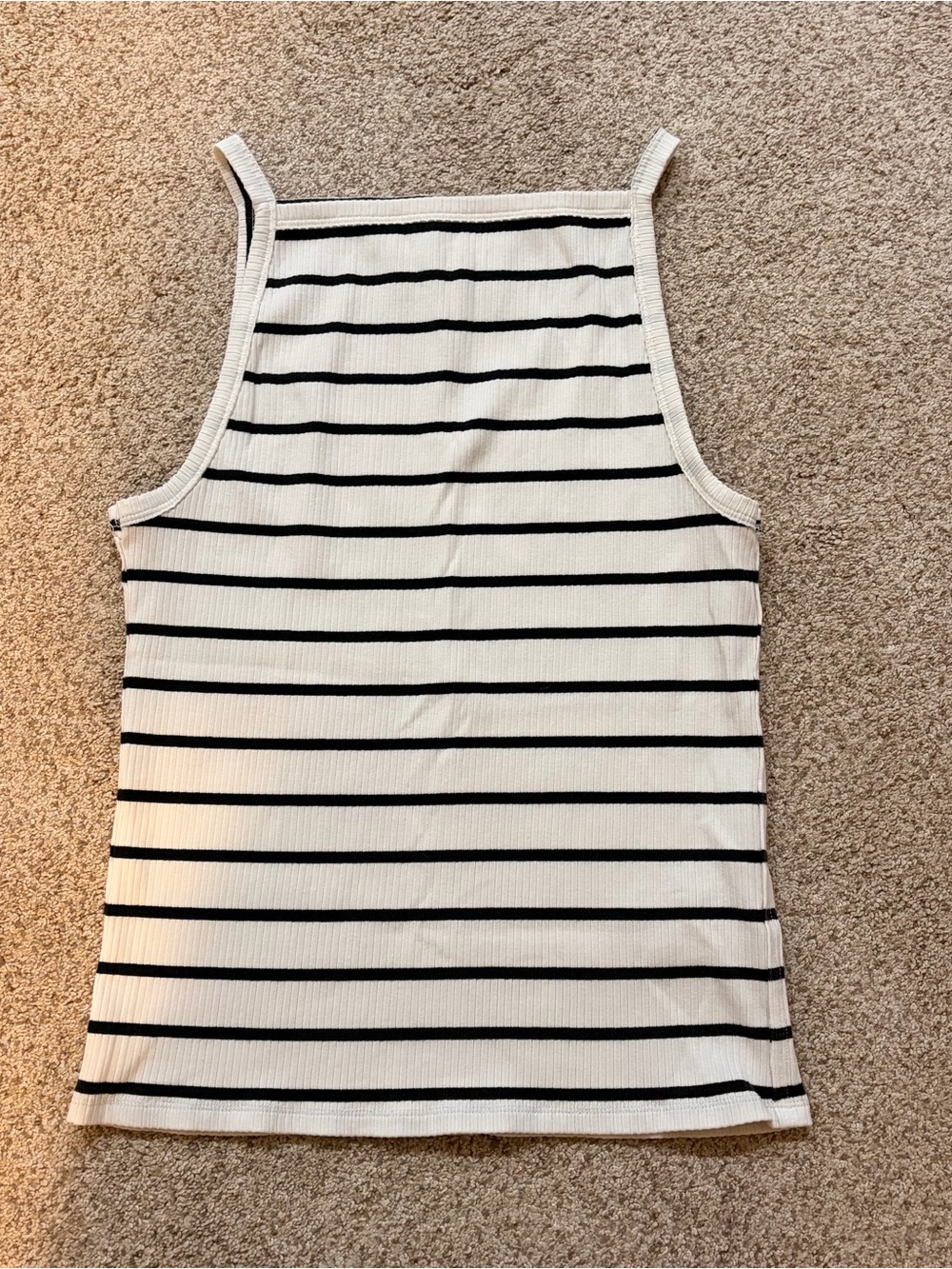 Free People We the Free Striped Square-Neck Ribbed Tank Top - White/Black